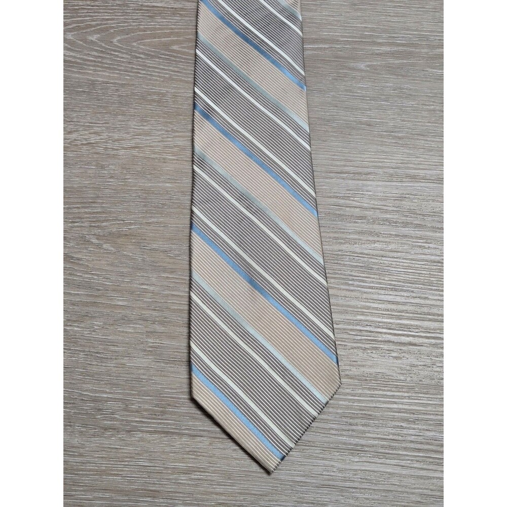 Perry Ellis Portfolio Stripe Gray Blue Silk Tie